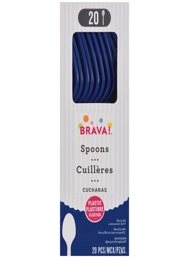 Amscan True Navy Plastic Heavy Weight Spoons (20 Count) - Premium Disposable Plastic Cutlery, Perfect for Home Use and All Kinds of Occasions - Image 2