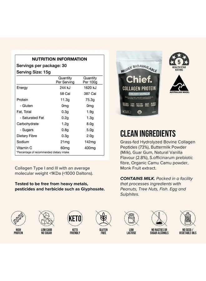 Chief Grass-Fed Collagen Protein Powder – Creamy Vanilla , 30 Servings - Image 5