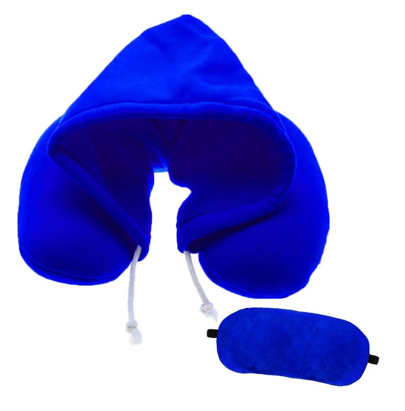 ATEVON ATEVON Travel Pillow with Hood Air Cushion Car Pillows for Comfort Sleep and Travel in Plane Flight Train Airplane for Men and Women Travel Accessory Pillow for Neck Support Pain Relief - Image 1