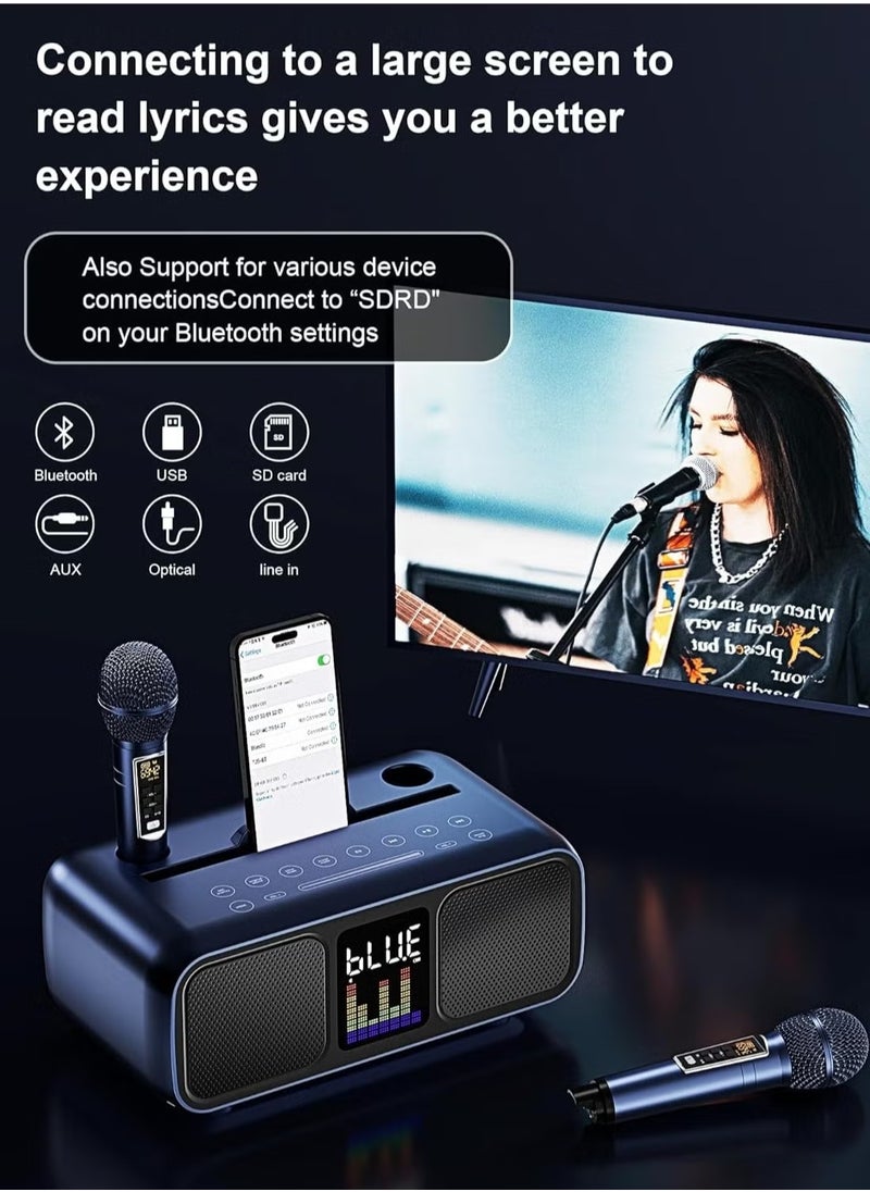 Portable Karaoke Machine with Dual Wireless Microphones – Rechargeable Bluetooth Speaker for Home, Parties, and Outdoor Fun, AUX/USB/TF Card Compatible PA System for All Ages - pzsku/Z499ABFF448204407C646Z/45/_/1740394093/d266074a-b7c3-4678-beb7-98660c3f46e6