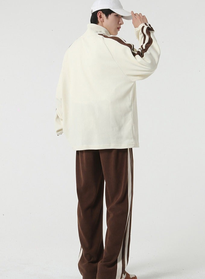 KUYING New Men's Loose Long Sleeved Sweatshirt Straight Leg Pants Two-piece Set - Image 2
