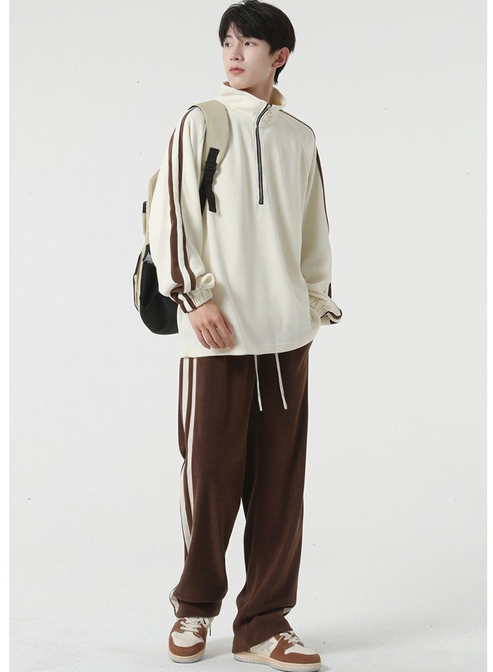 KUYING New Men's Loose Long Sleeved Sweatshirt Straight Leg Pants Two-piece Set - Image 3
