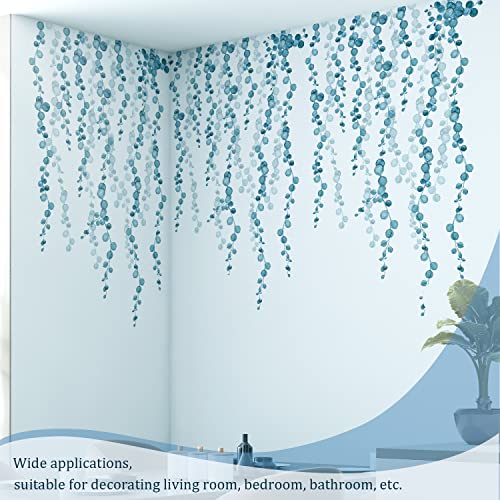 VePret Blue Hanging String of Pearls Succulents Vine Wall Decals Peel and Stick, Large Plants Leaf Vinyl Wall Stickers, Removable Home Decor Art for Bedroom Living Room Classroom Office - Image 4