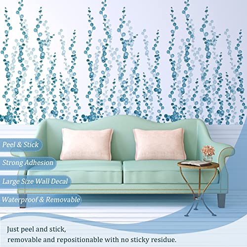 VePret Blue Hanging String of Pearls Succulents Vine Wall Decals Peel and Stick, Large Plants Leaf Vinyl Wall Stickers, Removable Home Decor Art for Bedroom Living Room Classroom Office - Image 3
