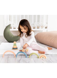 pearhead Wooden Stacking Toy, Rainbow  - Image 4