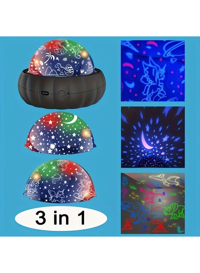 White Galaxy Projector Night Light 360 Rotation Dinosaur Moon Stars Unicorn Projection Christmas Gift - Image 4