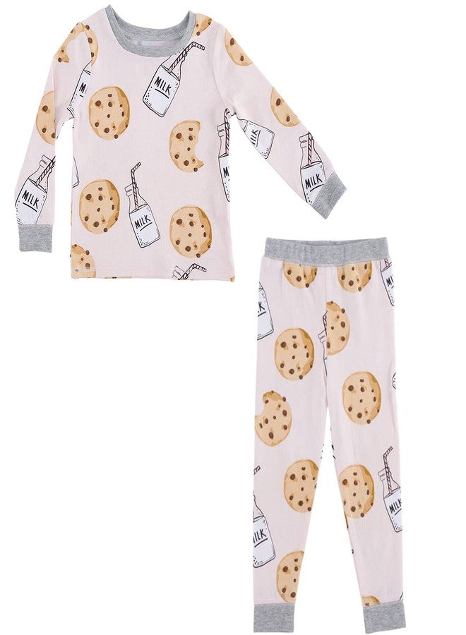 Mud Pie baby girls Girls' Set, Pink, Mud Pie Milk and Cookies Pajama Set Pink 5 Toddler, Pink, 5T US - Image 1