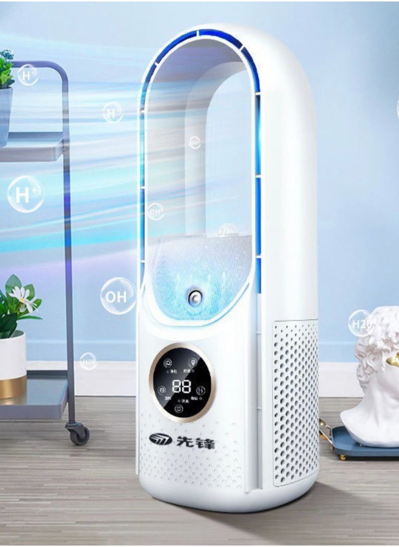 Edots Bladeless Fan with Humidifier, LED Light, 6-Speed Settings, Circulating Air, DC Brushless Motor & Timer Function | White  - Image 2