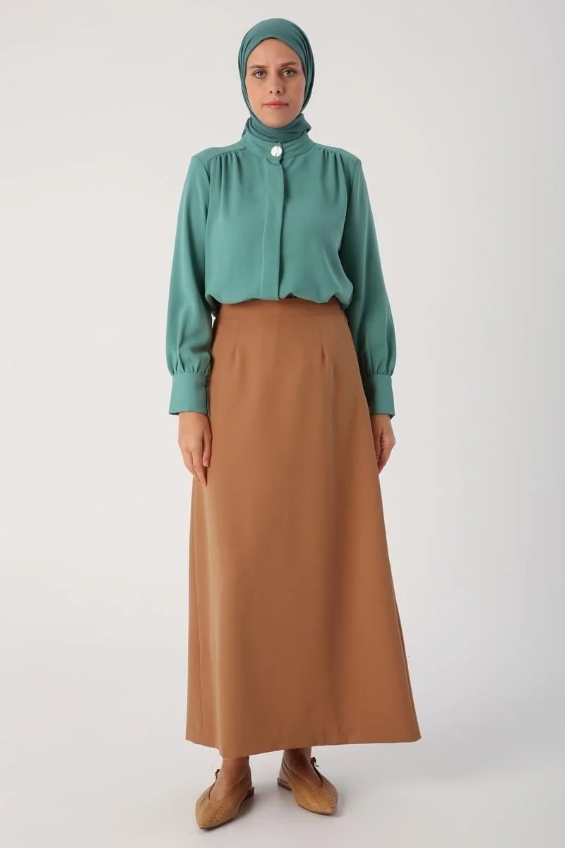 Allday Mustard-Elastic Waist Pencil Skirt
