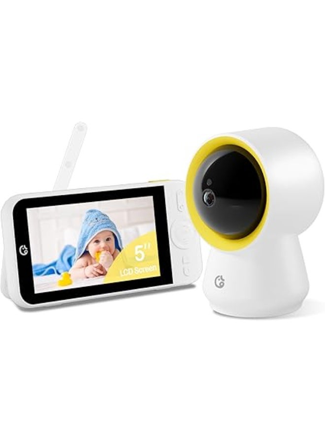 Ellie Baby Monitor No WiFi, Baby Monitor with Camera and Audio, 5" IPS 1080P with Wall Mount, 6000mAh Battery, 1000ft Range, Smart Monitoring 24hrs Playback, AI Cry Detection & Sleep Tracking - Image 1