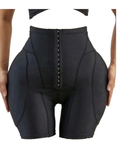 Corset With Side Sponge Pads and Front Control for Abdominal Compression, Black