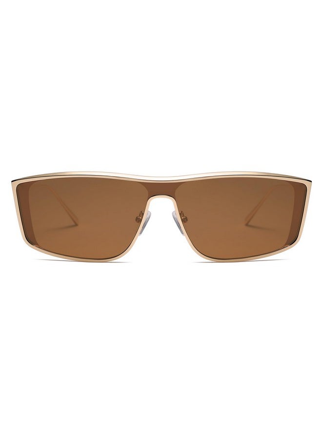 Sojos Trendy Y2K Polarized Sunglasses For Women Men Metal Frame Uv400 Designer Shades Sj1228, Gold/Brown  - Image 1
