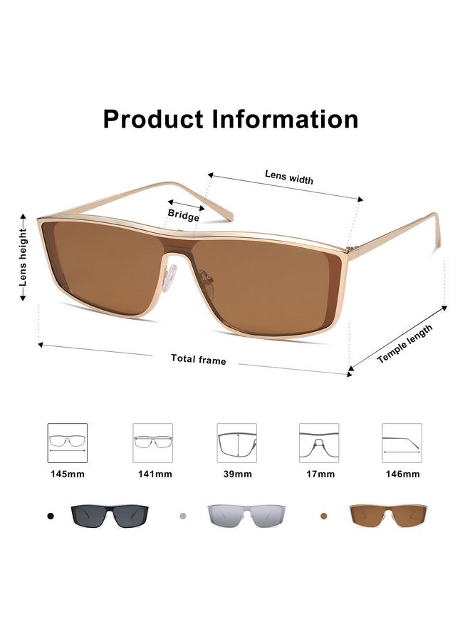 Sojos Trendy Y2K Polarized Sunglasses For Women Men Metal Frame Uv400 Designer Shades Sj1228, Gold/Brown  - Image 4
