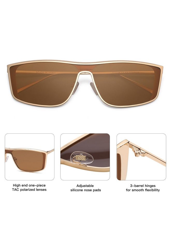 Sojos Trendy Y2K Polarized Sunglasses For Women Men Metal Frame Uv400 Designer Shades Sj1228, Gold/Brown  - Image 3