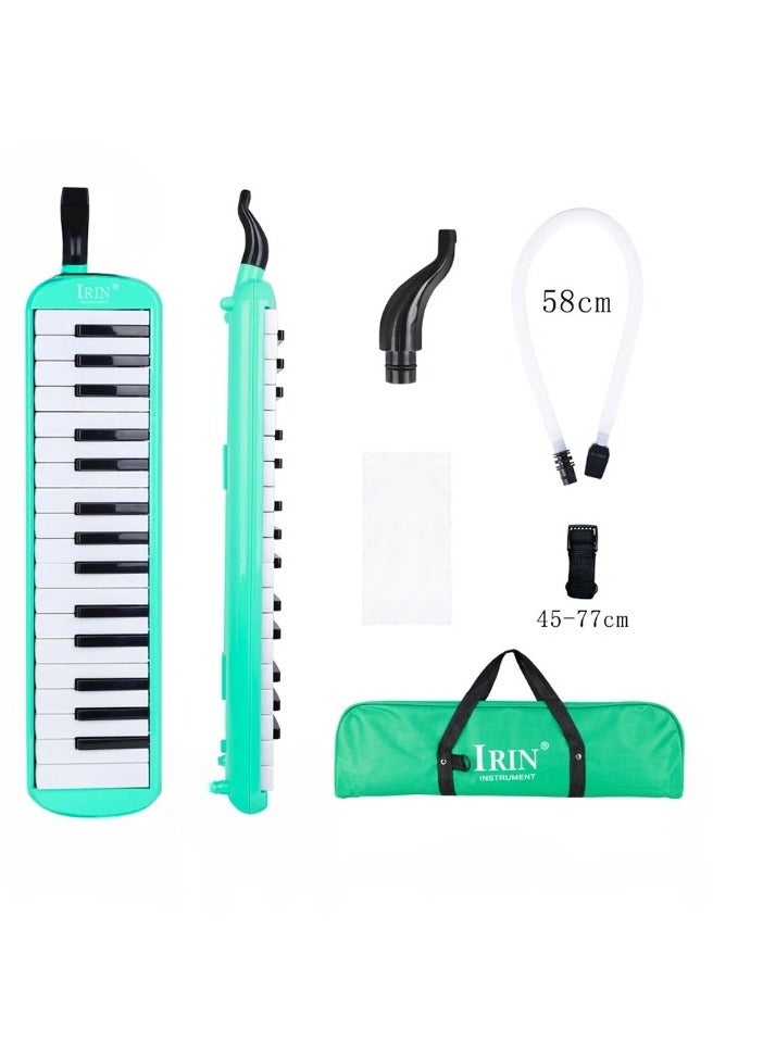 آيرين 32 مفتاحًا لآلة البيانو الموسيقية، أداة اللعب في الفصل الدراسي مع أنبوب نفخ للفم، جهاز فم هارمونيكا متين مع حقيبة حمل، قطعة لسان لوحة المفاتيح لمحبي الموسيقى المبتدئين، (أخضر) - Image 1