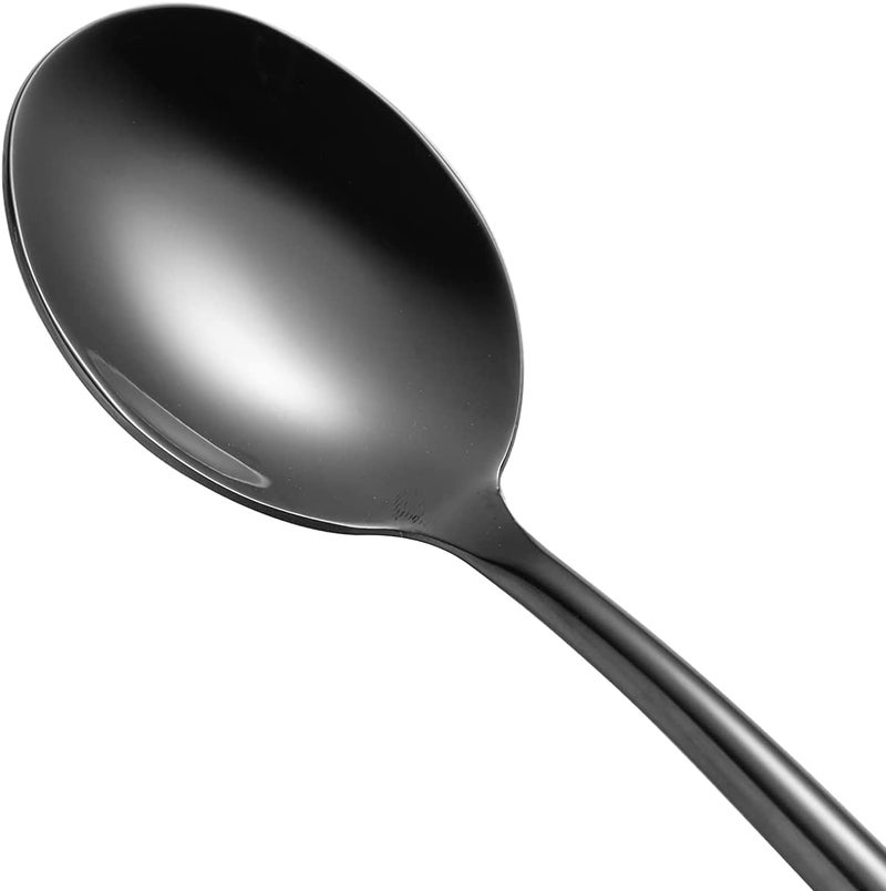 Ouliget Steel Black Soup Spoon  Long Handled Great Circle Spoons Korean Long Handle Soup Spoon 8 Pieces 8.7X1.6 Inches. - Image 4