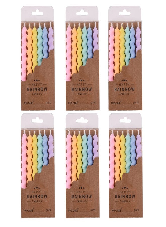 PHD CAKE 36-Count Rainbow Spiral Birthday Candles with Holders, Party Candles, Cake Candles - Image 1