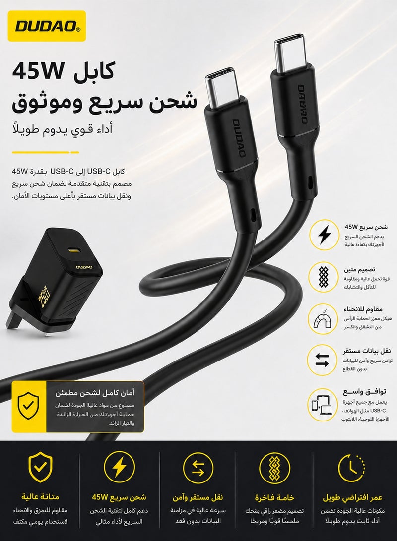DUDAO PD 25W Charger GaN Super Fast Charger with USB C Cable, Fast Charging USB C Wall Charger Power Adapter with 9-Layer Safety Protection, Low Temperature & Overheat Control,Phones, iPads, Laptops, and More - Image 4