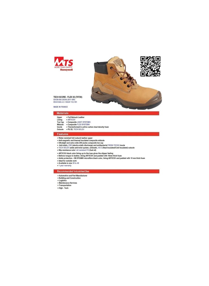 Honeywell MTS By Honeywell Professionals Engineers Leather ESD Protected Safety Shoes Mesh Breathable Lightweight Comfortable Steel Toe Industrial Construction Slip Resistant Boot U.E 41  UK 7  - Image 3