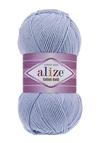 ALIZE 55 Cotton 45 Acrylic Alize Cotton Gold Yarn 1 SkeinBall 100 gr 360 yds 40 Blue - Image 1