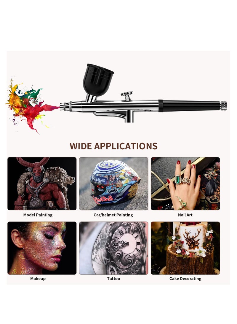 Airbrush Kit with Compressor, Portable Cordless Air Brush Gun Set for Painting 30PSI Gravity Feed Dual Action Mini Handheld Airbrush w/ 0.3mm Tip for Model, Nail, Cake Decorating, Rechargeable - Image 3