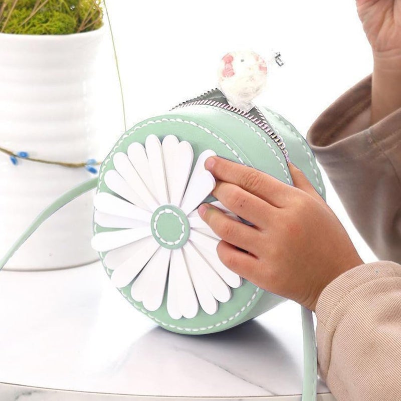 klarako DIY Purse Sewing Kit, DIY Crafts Lovely Shoulder Bag Sewing Materials Cute Flower Sewing Pattern Sewing Round Bag Kit for Handmade Purse Making Accessories Birthday Gift, Green - Image 5