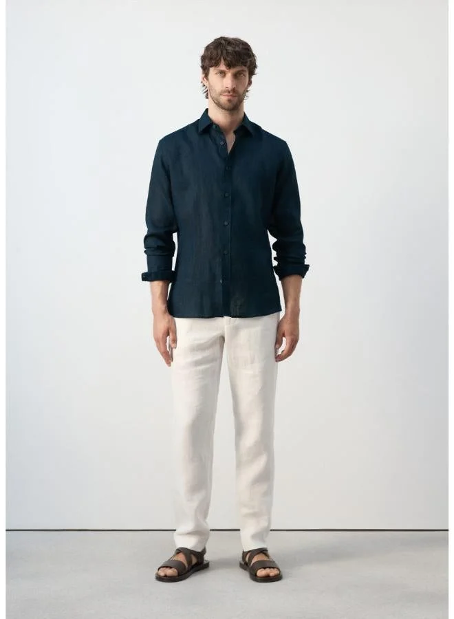 Mango Man  Regular-fit 100% linen shirt for Men | Best Price UAE