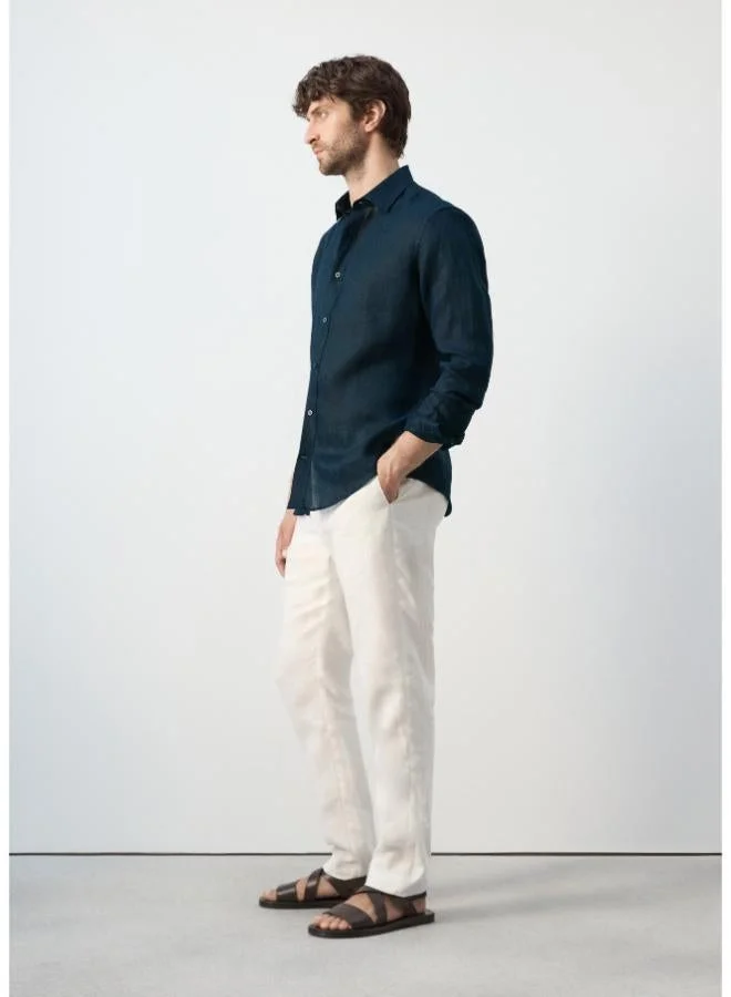 Mango Man  Regular-fit 100% linen shirt for Men | Best Price UAE
