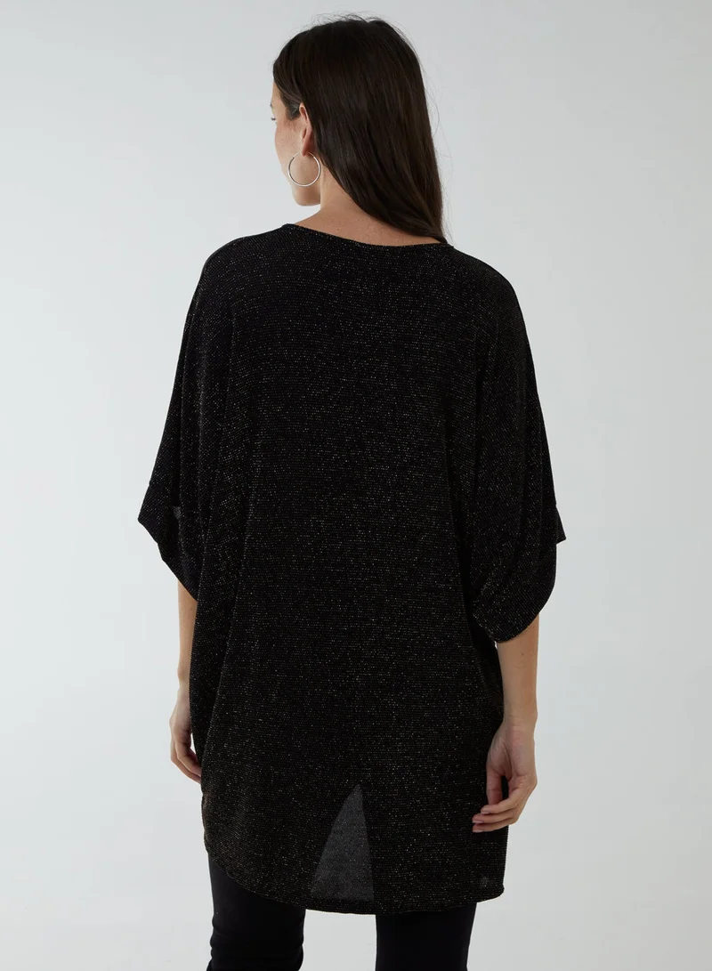 Blue Vanilla Twist Front Metalic Top