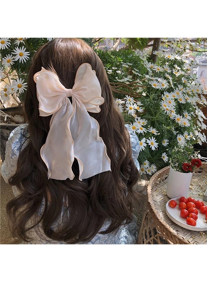 3-Piece Gauze Cute and Beautiful Bow Hair Accessories for Women Girls (Blue + Pink + Apricot) - Image 4