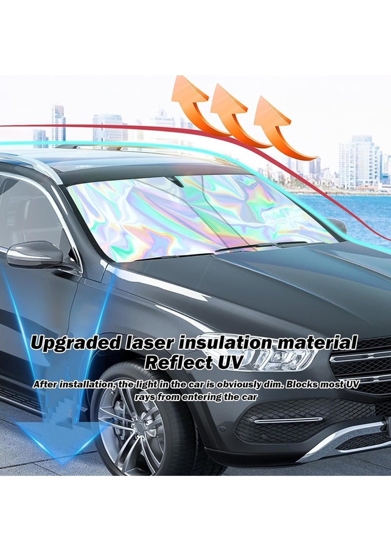 SYOSI Foldable Sunshade For Car Windshield Reflective Automotive Windshield Sunshades Front Windshield Sun Shade Foldable Sunshade For Heat And UV Protection  - Image 4