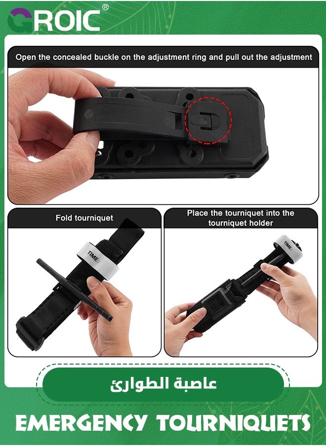 GROIC Tourniquet Holder with Combat One-Handed Tourniquet, Tactical Pouch Included Rescue Medical Tourniquet for Emergency First Aid, 2 Pack Black Tourniquet Tactical Pouch Kit  - Image 3