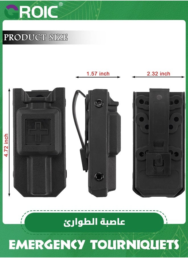 GROIC Tourniquet Holder with Combat One-Handed Tourniquet, Tactical Pouch Included Rescue Medical Tourniquet for Emergency First Aid, 2 Pack Black Tourniquet Tactical Pouch Kit  - Image 2