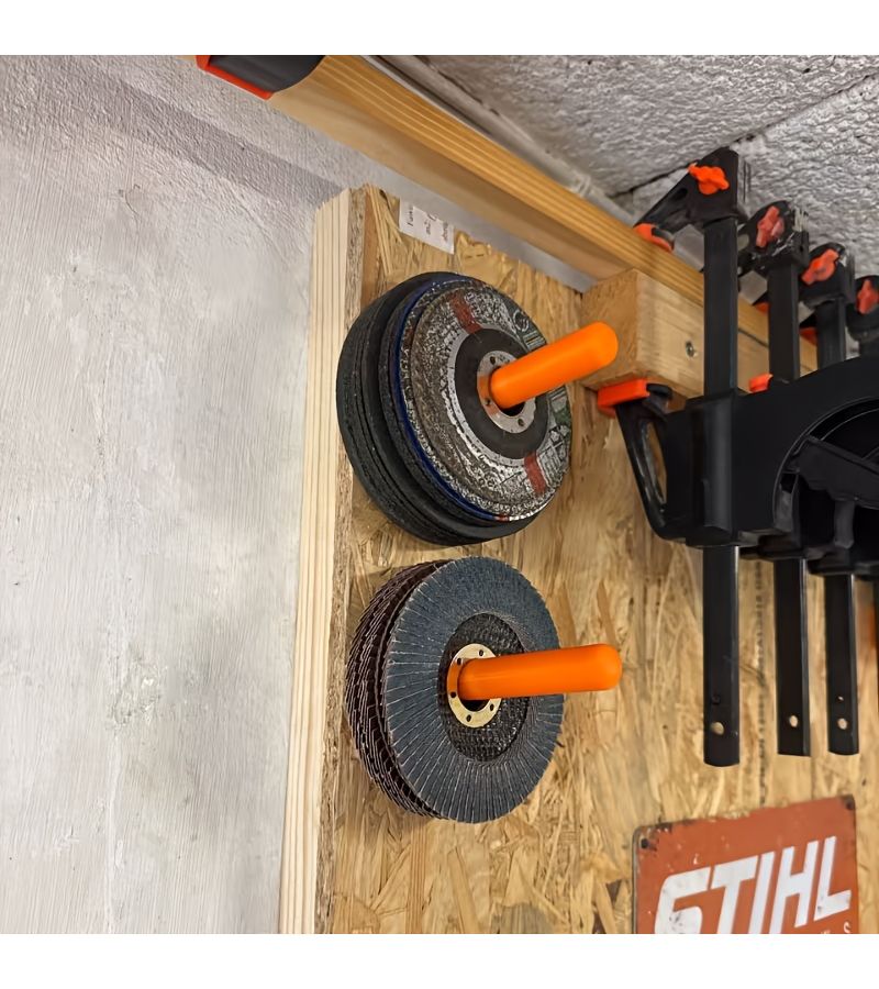 Orange Heavy Duty Wall Mount Bracket for 125mm Angle Grinder Easy Installation Garage Storage Holder - Image 1
