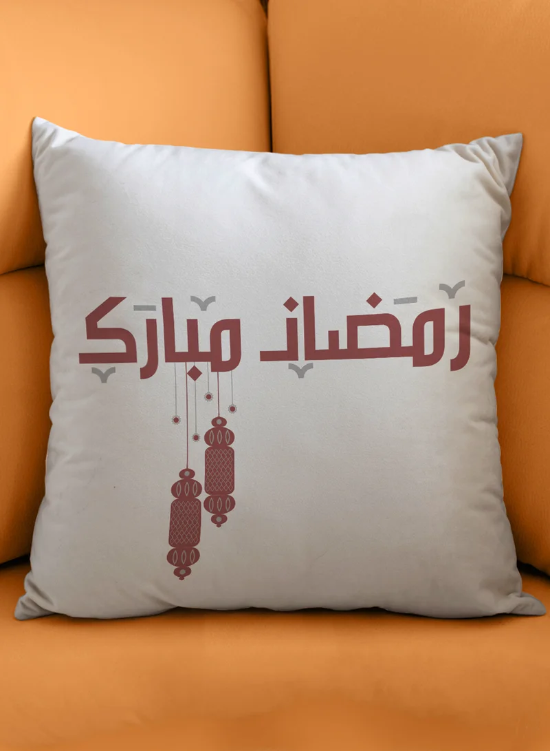 لوحة غطاء وسادة من البوليستر بتصميم رمضان مبارك مع فوانيس رمضان