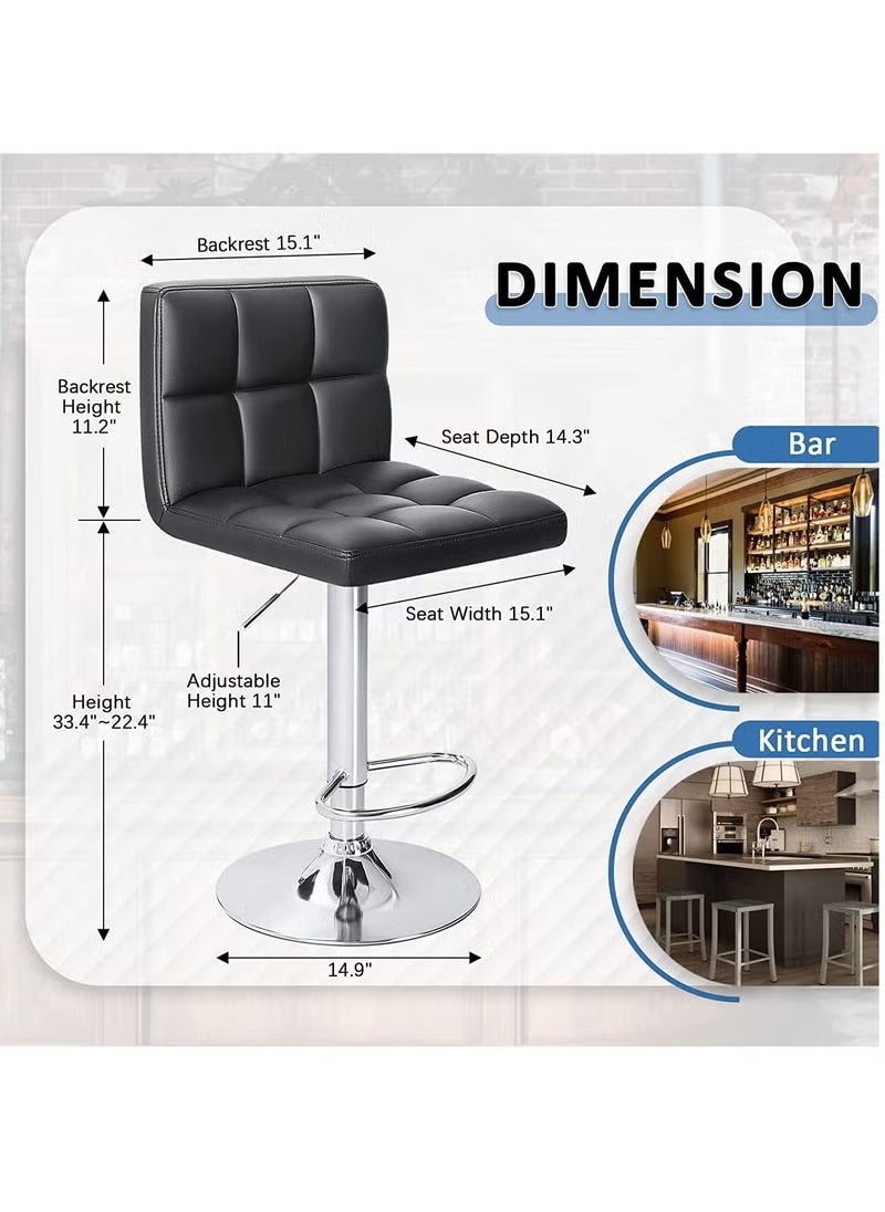 Galaxy Design Galaxy Design Set Of 2 Adjustable Bar Stools PU Leather Swivel Lift Kitchen Counter Pub Chair - Black - 40 x 40 x 110 cm  - Image 4