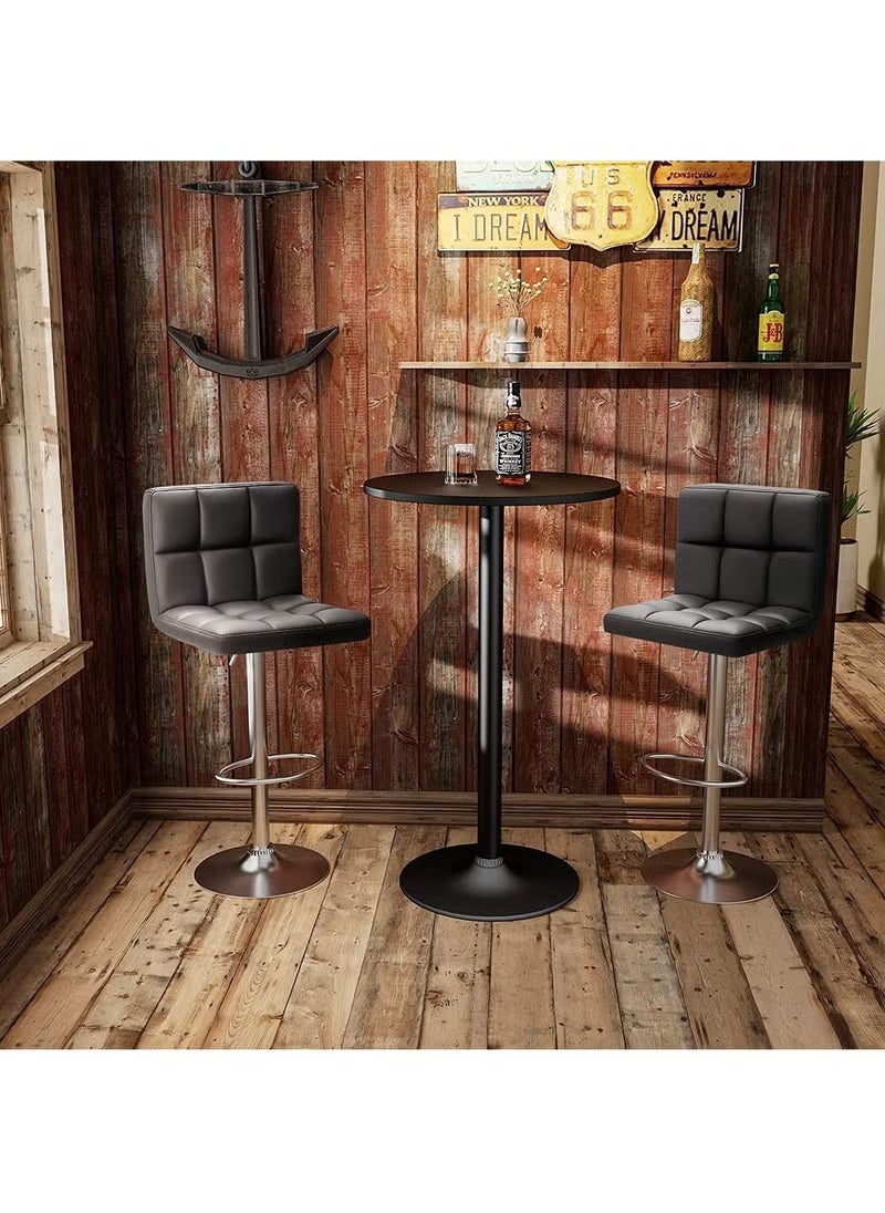 Galaxy Design Galaxy Design Set Of 2 Adjustable Bar Stools PU Leather Swivel Lift Kitchen Counter Pub Chair - Black - 40 x 40 x 110 cm  - Image 3