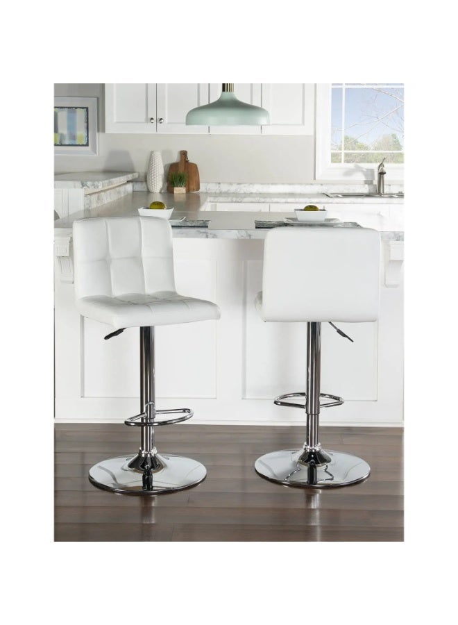 Galaxy Design Set Of 2 Adjustable Bar Stools PU Leather Swivel Lift Kitchen Counter Pub Chair- 40 x 40 x 110 cm - Image 2