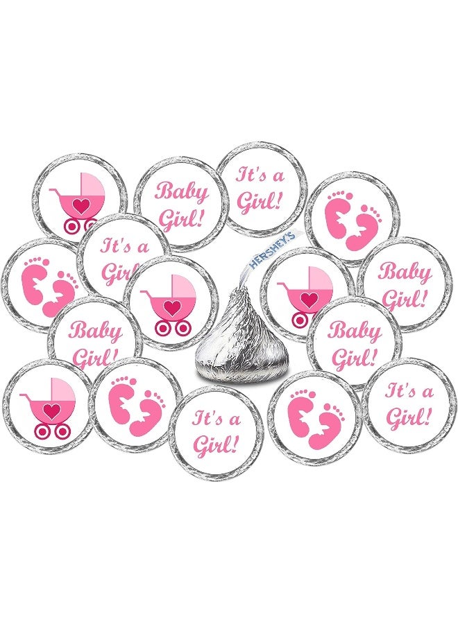 Creativity Labels 324 Pink Its a Girl Baby Shower Favors Stickers for Baby Shower Or Sprinkle Party Decorations, Chocolate Drop Stickers, Pink Favors Labels, Its a Girl Kisses. Tags, Candies Wrappers, Made in USA - Image 1