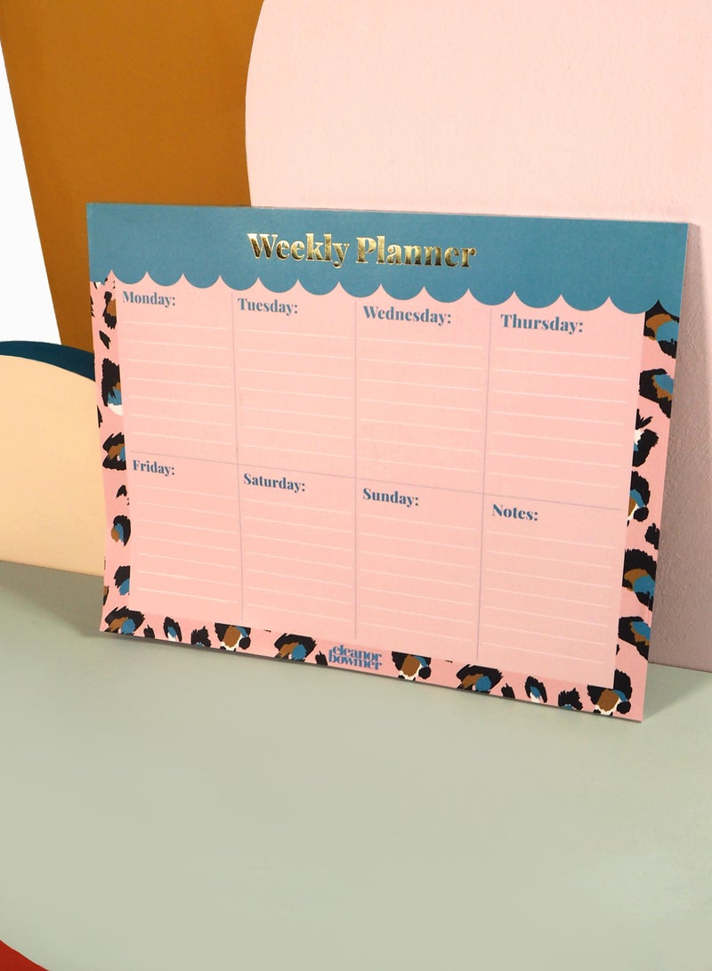 eleanor bowmer Pink Weekly Planner Leopard Border