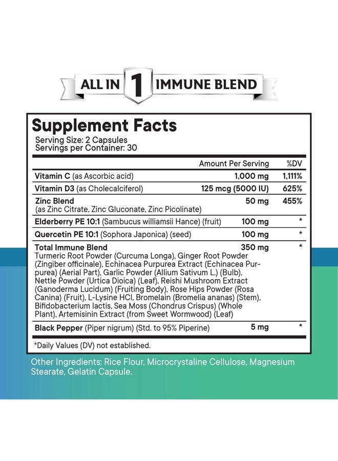 New Age Quercetin Zinc Vitamin C Vitamin D Bromelain Elderberry -Nettle Supplement with Artemisinin, Sea Moss, Echinacea - 120 Count - Image 5