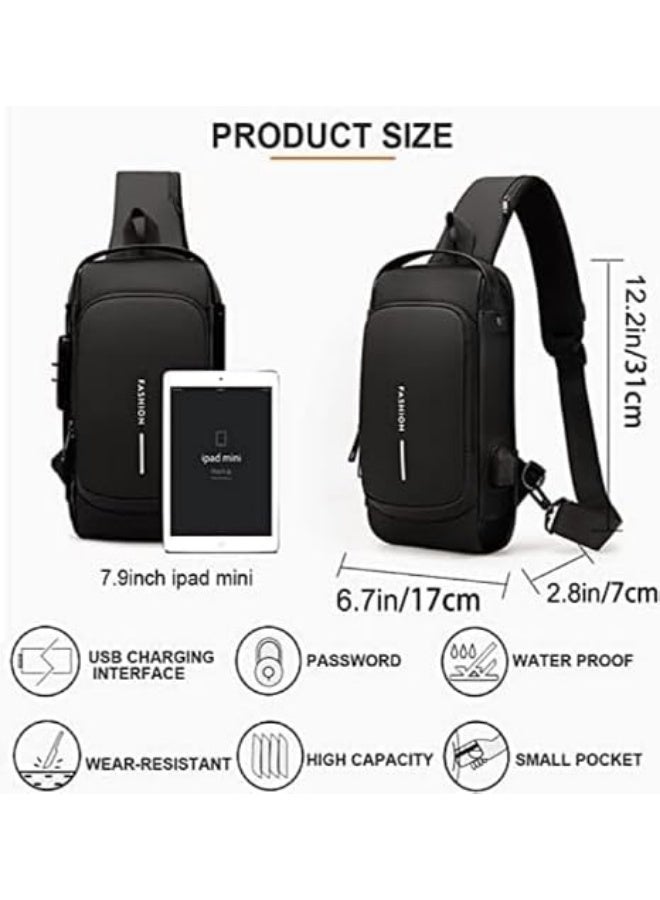 Men's casual bag with a combination lock and USB port, blue. - Image 2