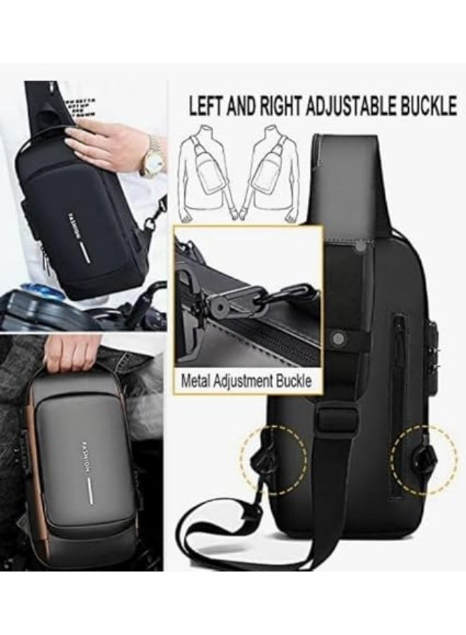 Men's casual bag with a combination lock and USB port, blue. - Image 3