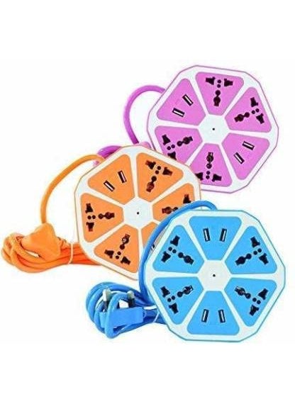 Generic Hexagon Shape Extension Board with 4 Socket and 4 USB Port 18 Meter Wire 10 A Three Pin Socket  - Image 2