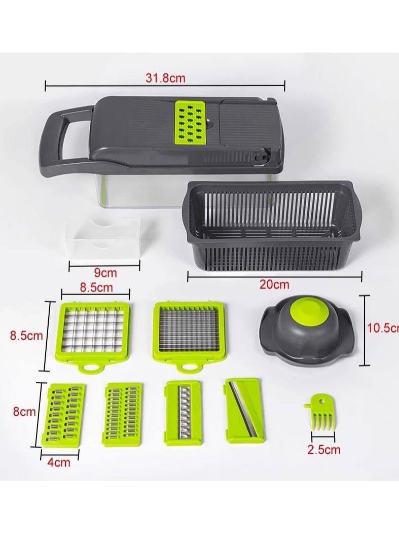 Multi-purpose vegetable slicer box with mandoline slicer and one-way grater for potatoes and onions with bowl