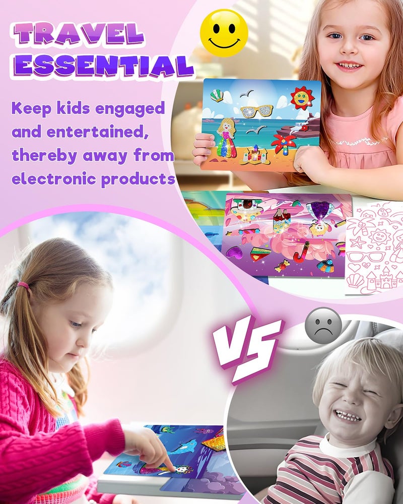Baobrava Foil Art Fun Kit for Kids, Craft Kits Supplies, No Mess Princess DIY Creative Activity, Travel Toys, Party Favors, Easter Gifts for Girls Ages 4, 5, 6, 7, 8, 9 - Image 4