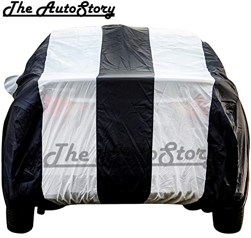 The Autostory 190 Taffeta Water Resistant Car Body Cover Compatible with Hyundai Elantra (2013 to 2015) with Mirror Pockets (White/Navy Blue) - Image 2