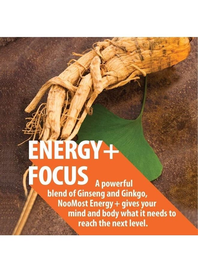 NooMost - Authentic Korean Red Panax Ginseng + Ginkgo Biloba, 120 Vegan Capsules, Ginseng Root Extract Powder 1000mg (10% Ginsenosides) + Gingko Biloba 60mg, Energy and Focus Pills for Men and Women - Image 1