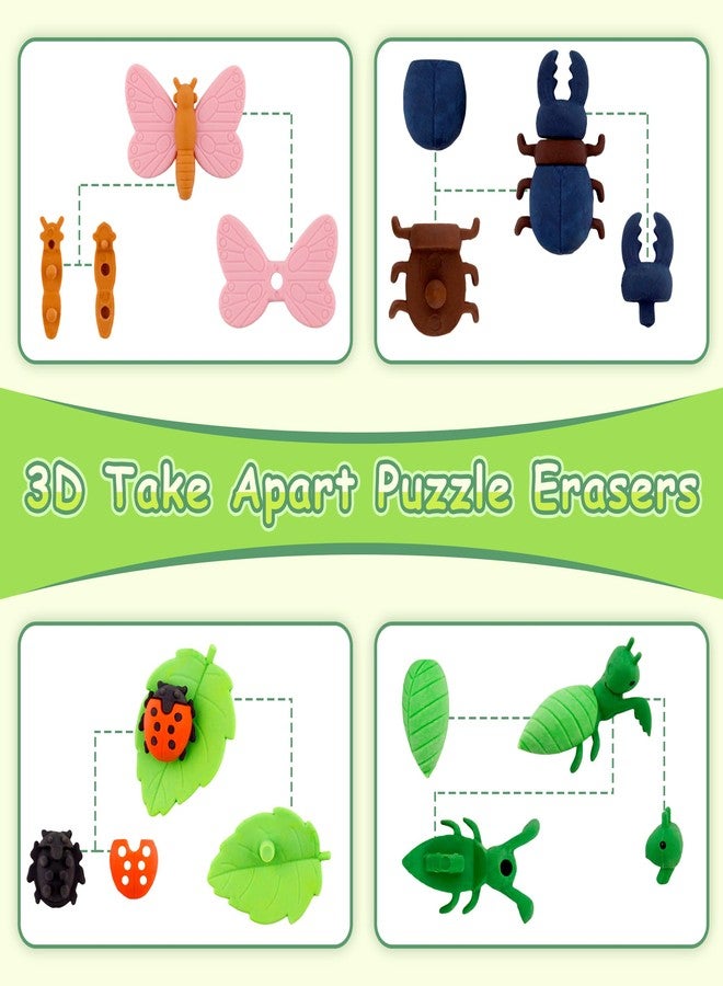 Satomoto 35 pcs Insect Erasers for Kids Desk Pet,3D Take Apart Butterfly Erasers for Kids Classroom Prizes, Class Treasure Box,Game Rewards,Party Favors - Image 2