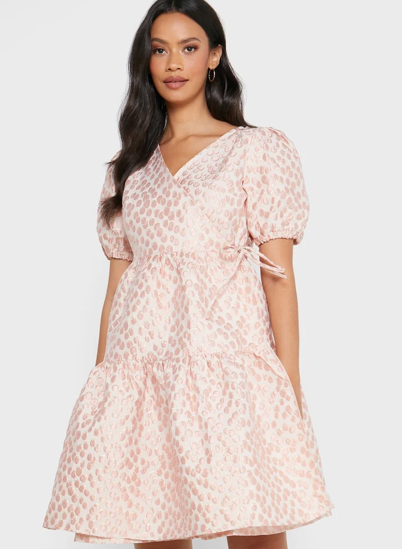 YAS Puff Sleeve Wrap Dress